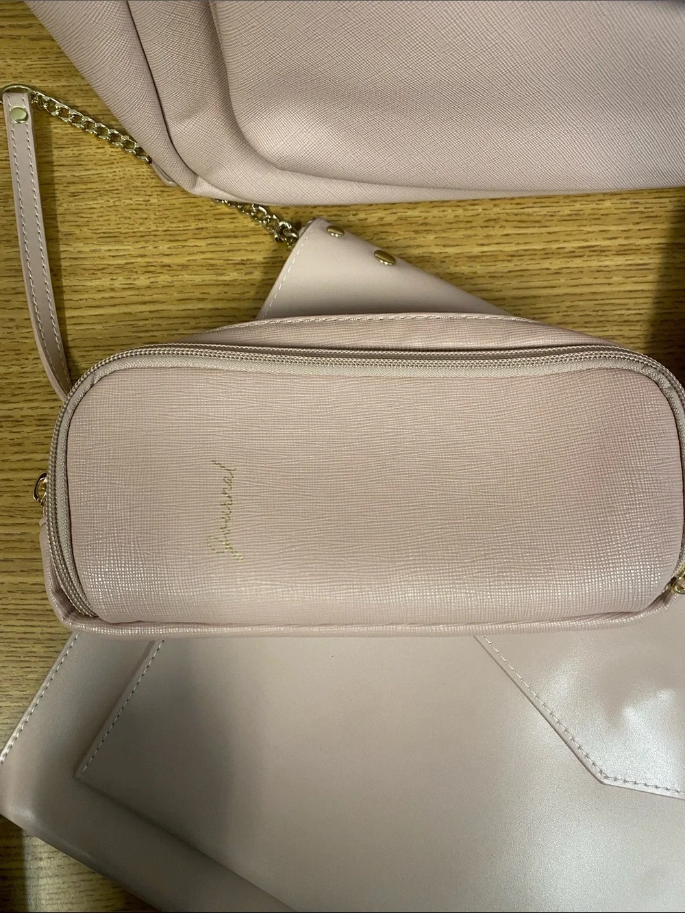 Glass Ladder & Co Women's Blush Pink Backpack Set with Wallets and Clutch